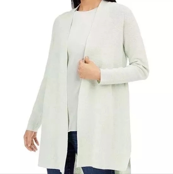 Eileen Fisher Linen Stretch Crepe Cardigan - Picture 1 of 5